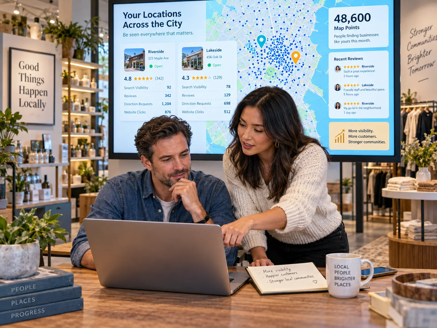 Multi-location owner and regional marketer reviewing local visibility