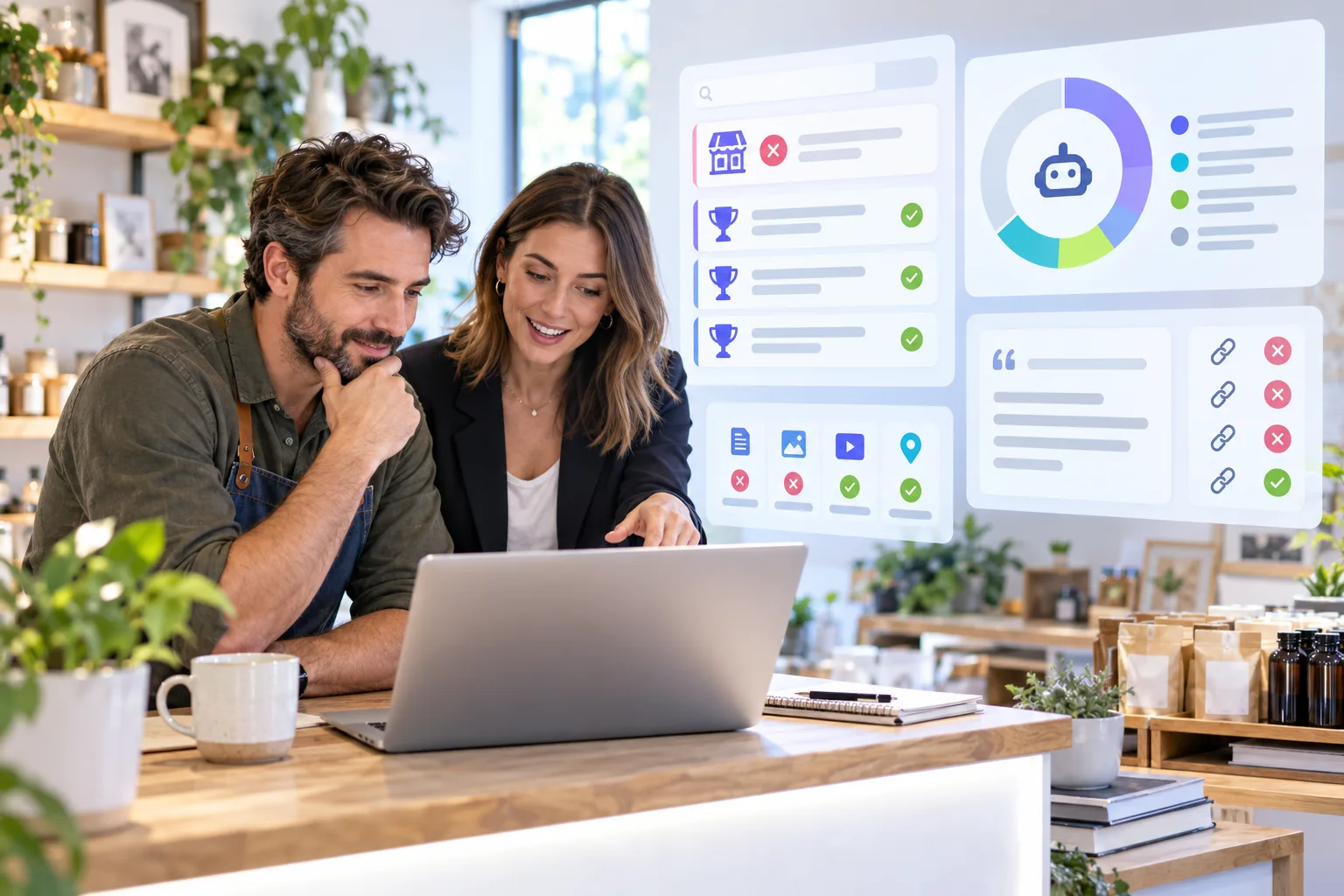 Small-business owner and advisor investigating missing AI recommendations and citation gaps